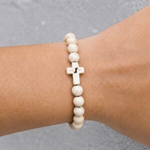 The Praying Cross White Turquoise Bracelet