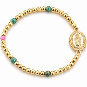 Blessed Mother Gold & Turquoise Bracelet