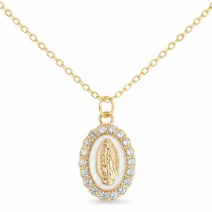 Blessed Mother Gold Pendant Necklace